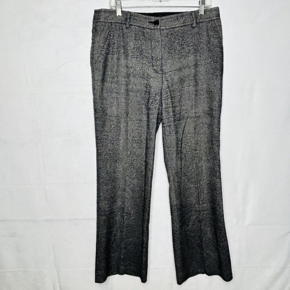 Trina Turk Tweed Wool Blend Wide Leg Cotton Trousers Pants Black Size 12 (34x30)
